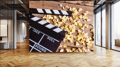 Movie clapper board and pop corn Wall mural