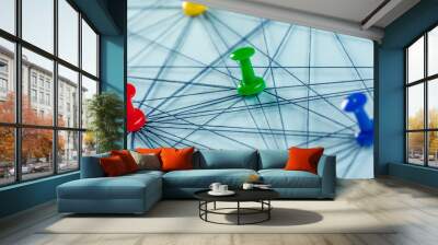 Network with pins Wall mural