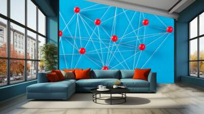 Network with pins Wall mural