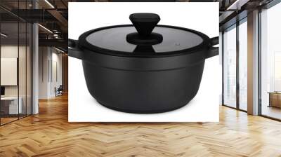 New black saucepan isolated on white background Wall mural