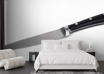 New sharp metal knife on white background Wall mural