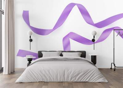 Purple satin ribbon isolated on white background Wall mural