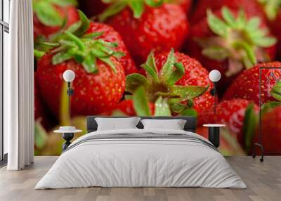 Ripe sweet strawberries. Summer ripe berries. Wall mural