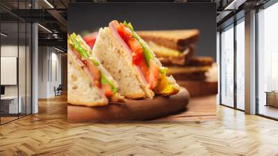 sandwich on a wooden table Wall mural