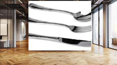 Set of dining cutlery isolated on white background Wall mural