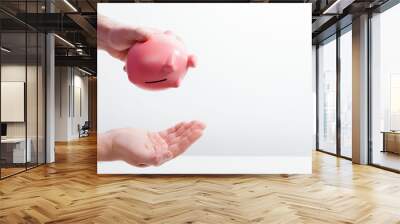 Shaking out empty piggy bank Wall mural