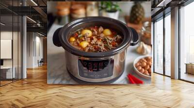 Slow Cooker Beef Stew Recipe With Potatoes, Carrots, and Rosemary Wall mural