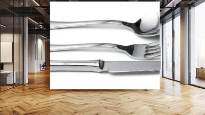 Spoon, knife and fork isolated on white background Wall mural