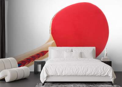 Table tennis racket and ball on a white background Wall mural