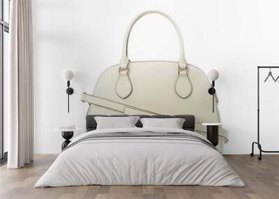 White leather female bag isolated over white Wall mural