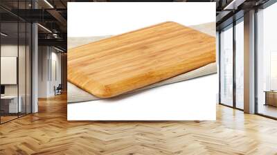 Wooden board and tablecloth isolated on white Wall mural