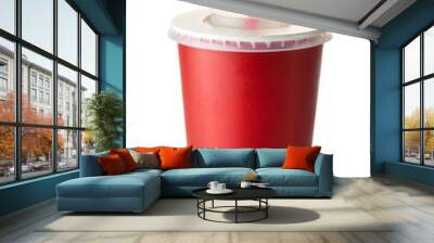 Red cardboard cup with a straw Wall mural