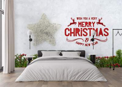 decorative star in snow with merry christmas message Wall mural