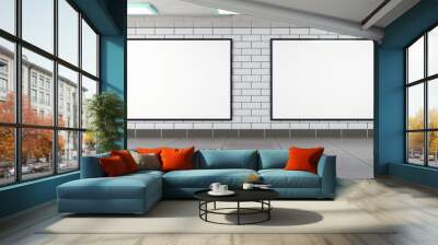 two horizontal billboard frames as mockup, rendered in 3D Wall mural