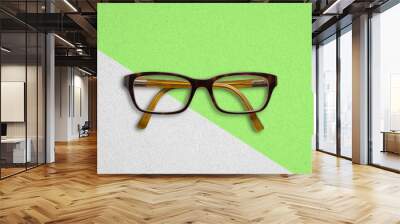 vintage glasses top view on paper background Wall mural