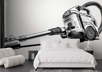 A black and white drawing of a vacuum cleaner. Suitable for use in cleaning-related articles and designs Wall mural