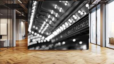 A black and white photo of a theater marquee. Perfect for capturing the nostalgic charm of old theaters. Wall mural