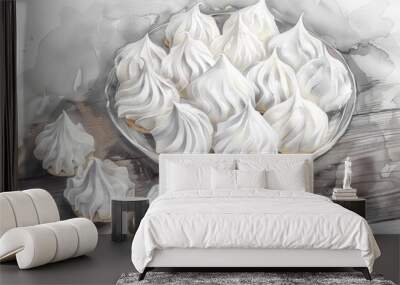 A bowl filled with meringue cookies, perfect for bakery or dessert concepts Wall mural