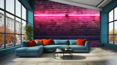 A brick wall with two neon lights. Suitable for urban backgrounds Wall mural