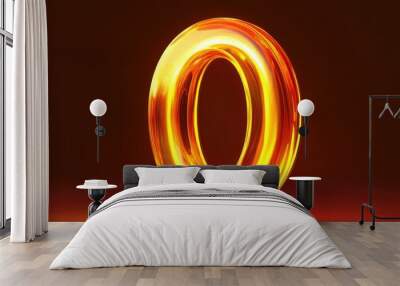 A bright orange letter O set against a warm brown background Wall mural