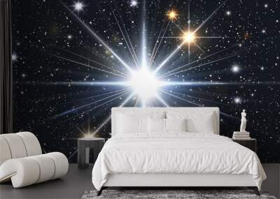 A bright star shining in the night sky, suitable for astronomy and nature concepts Wall mural