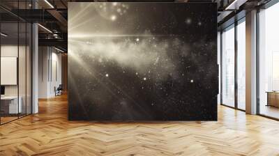 A bright sun shining through a dark and cloudy sky, a beautiful contrast of light and darkness Wall mural