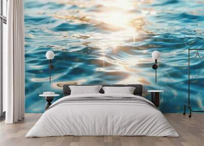 A bright sunny day reflecting off the calm water surface Wall mural