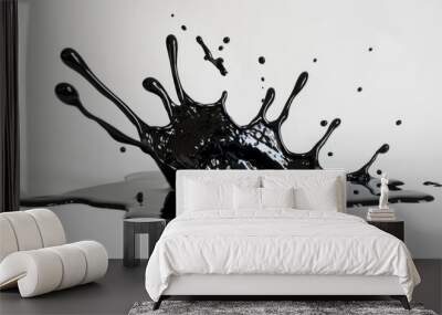 A close-up shot of a black liquid splashing onto a white surface Wall mural