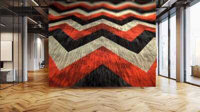 A close-up shot of a vibrant red and black zigzag pattern Wall mural