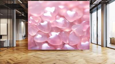 A close-up view of a bunch of pink hearts. Perfect for expressing love and affection. Wall mural