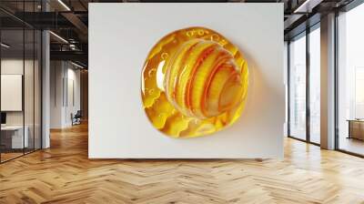 A close-up view of a glass object sitting on a table, suitable for use in product photography or as an illustration Wall mural