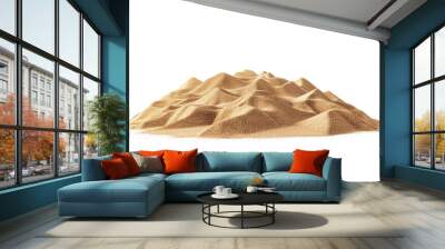 A close-up view of a pile of sand on a white background, suitable for use in interior design or travel related projects Wall mural