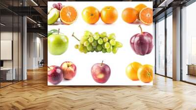 A collection of various fruits arranged on a white surface Wall mural