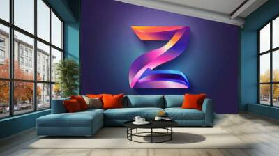 A creative arrangement of colorful ribbons forming the shape of the letter Z Wall mural