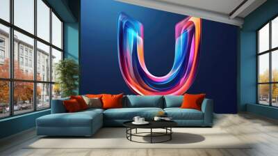 A creative illustration of the letter u composed of colorful lines Wall mural