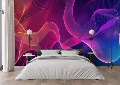 A digital display with a vibrant wave design Wall mural