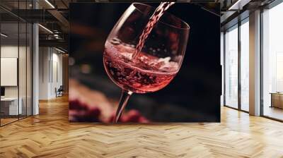 A glass of wine being poured into a wine glass. Suitable for wine enthusiasts and beverage-related designs Wall mural