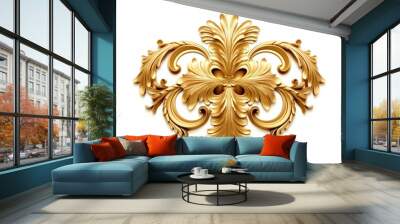 A gold decorative element on a clean white background. Perfect for adding a touch of elegance to any design Wall mural