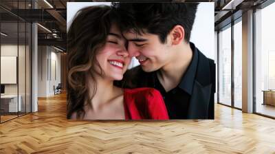 A happy couple smiling at each other, perfect for romantic occasions Wall mural