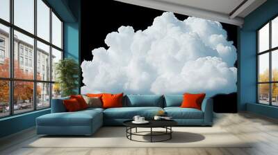 A large cloud floating in the sky against a black background. Suitable for various design projects Wall mural