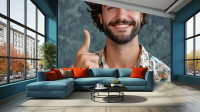 A man with a beard showing approval. Suitable for various concepts Wall mural