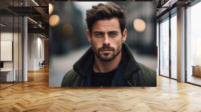 A man with a beard wearing a jacket. Suitable for business or casual concepts Wall mural