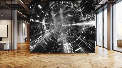 A modern tunnel in a monochrome color scheme. Suitable for technology or sci-fi concepts Wall mural