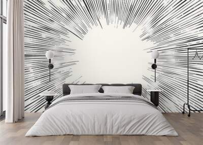 A monochrome sun burst background, suitable for various design projects Wall mural