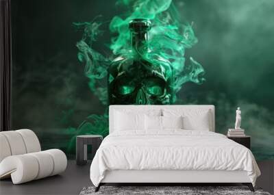 A mystical object emitting smoke, adorned with a skull design Wall mural