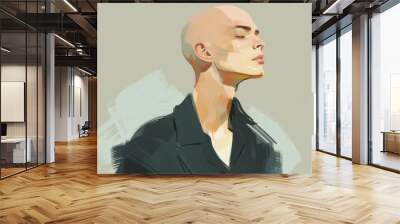 A painting of a man with a bald head, suitable for various projects Wall mural