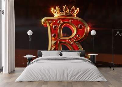 A regal letter R with a crown on top. Perfect for royal or luxurious themes Wall mural