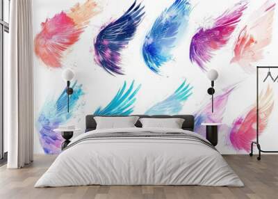 A selection of colorful wings from various angles and poses Wall mural