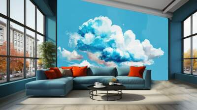 A serene painting of a cloud in a blue sky. Perfect for backgrounds or nature-themed designs Wall mural