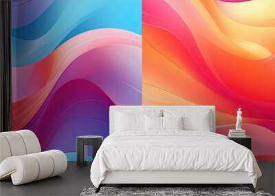 A set of two different colored waves. Perfect for adding a vibrant touch to any design or project Wall mural